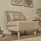 Una Single Sofa Bed -  Soft Beige with Pale Oak Legs - Laura James 