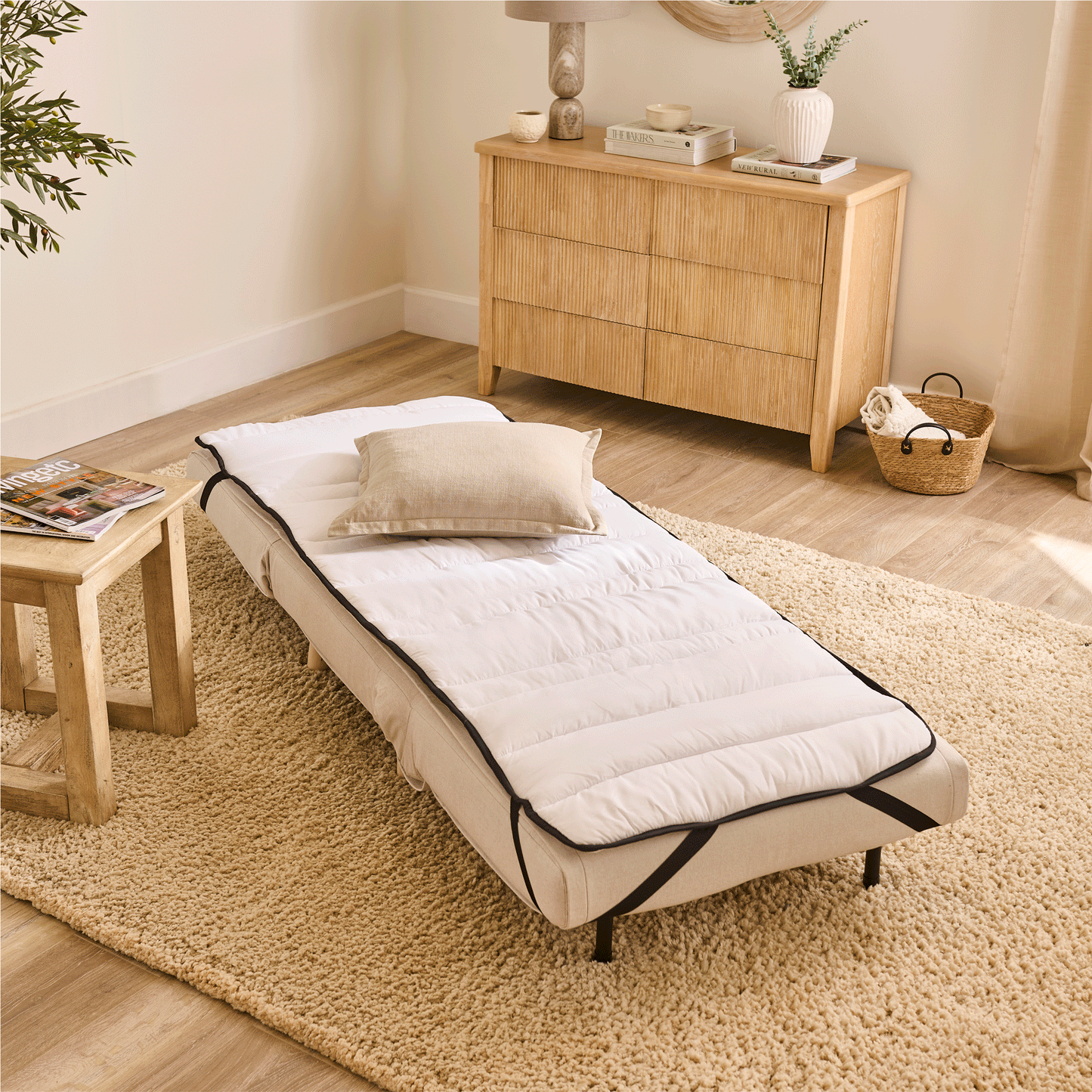 Una Single Sofa Bed Topper - White - Laura James 