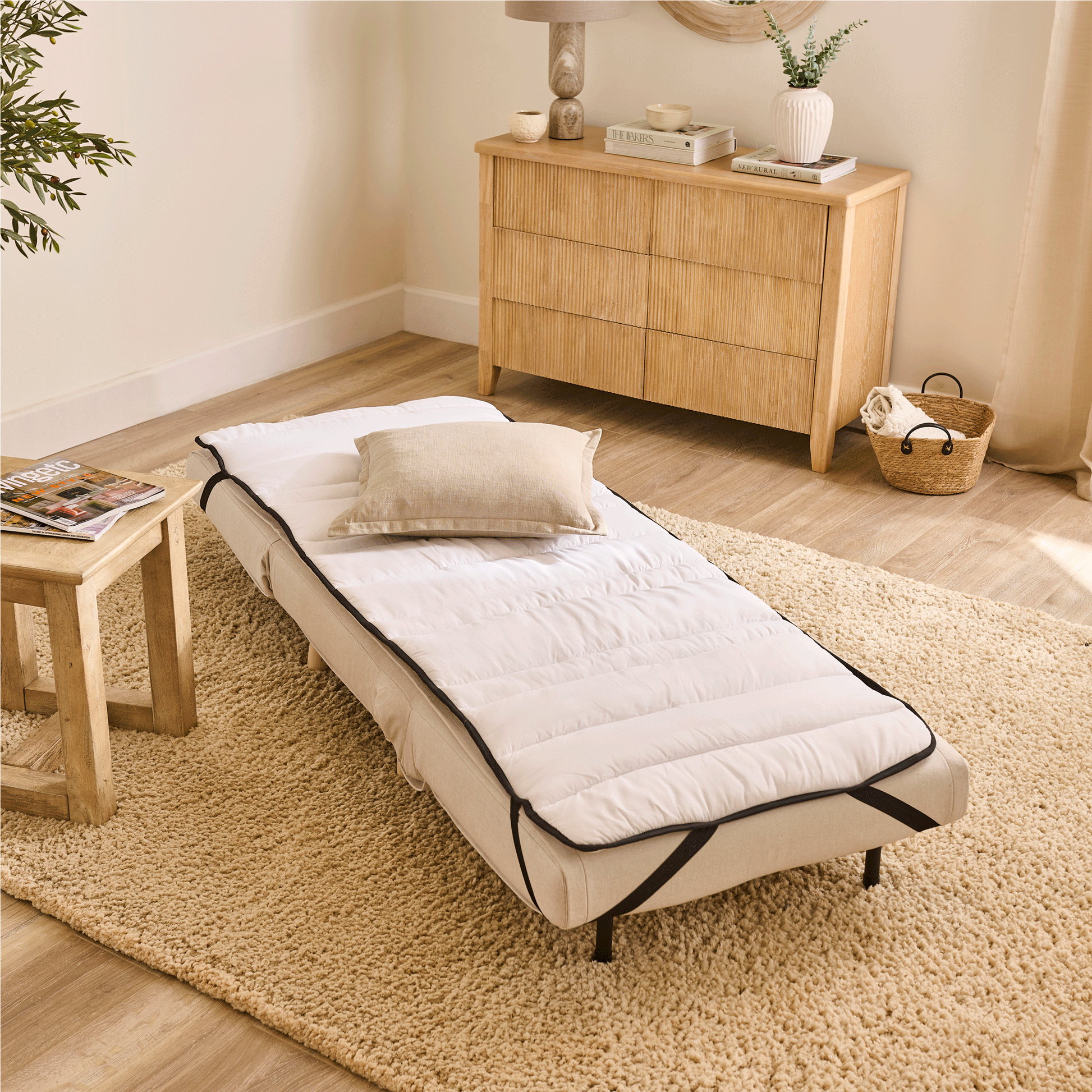 Una Single Sofa Bed Topper - White - Laura James 