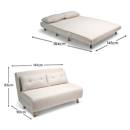 Una Double Teddy Sprung Sofa Bed - Warm White - Laura James
