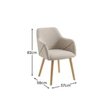 Freya Light Beige Dining Chairs - Set of 2 - Pale Oak Legs - Laura James