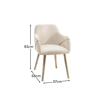 Freya Oat Boucle Dining Armchairs - Set of 2 - Chalked Mangowood Legs - Laura James