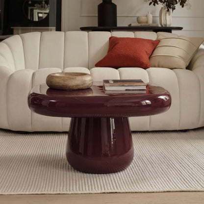 Merle 60cm Round Burgundy Red Enamel Coffee Table