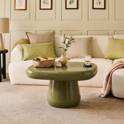 Merle 60cm Round Olive Enamel Coffee Table