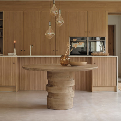 Adam 135cm Almond Brown Round Dining Table - Laura James 
