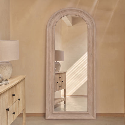 Langton 180x90cm Wooden Arch Floor Mirror - Whitewash - Laura James 