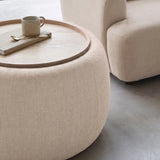 Nathalia 65cm Whitewash Coffee Table - Soft Beige - Laura James 