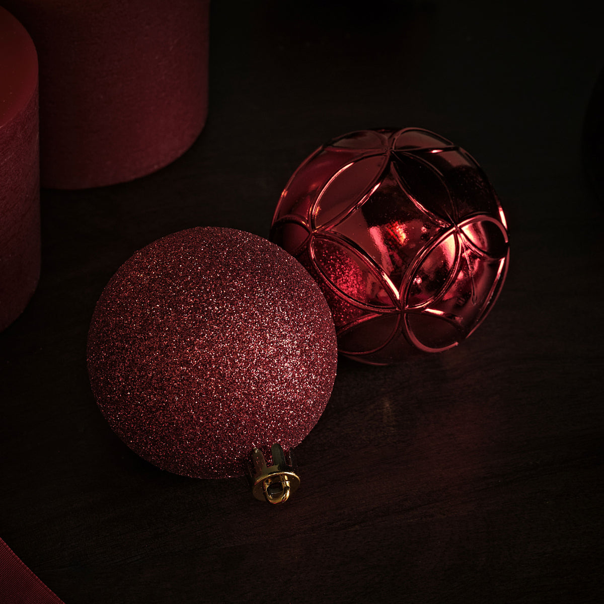 Valen Shatterproof Mixed Baubles - Set of 37 - Christmas Red
