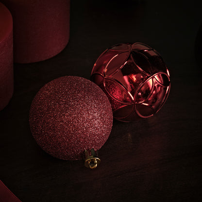 Valen Shatterproof Mixed Baubles - Set of 37 - Christmas Red