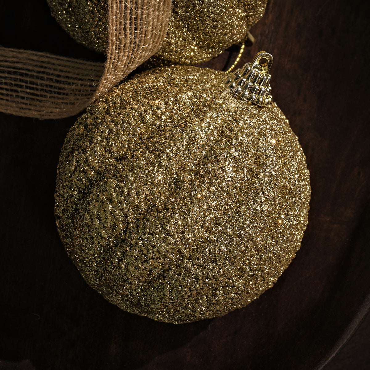 Valen 8cm Shatterproof Fluted Bauble - Gold Glitter