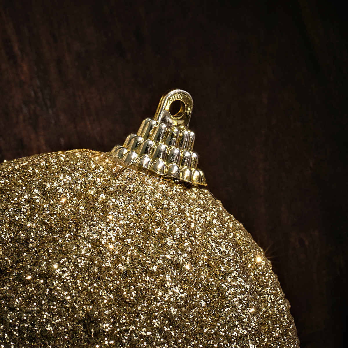 Valen 8cm Shatterproof Fluted Bauble - Gold Glitter