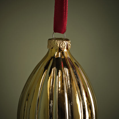 Varde 12cm Glass Tapered Baubles - Set of 3 - Gold - Laura James 