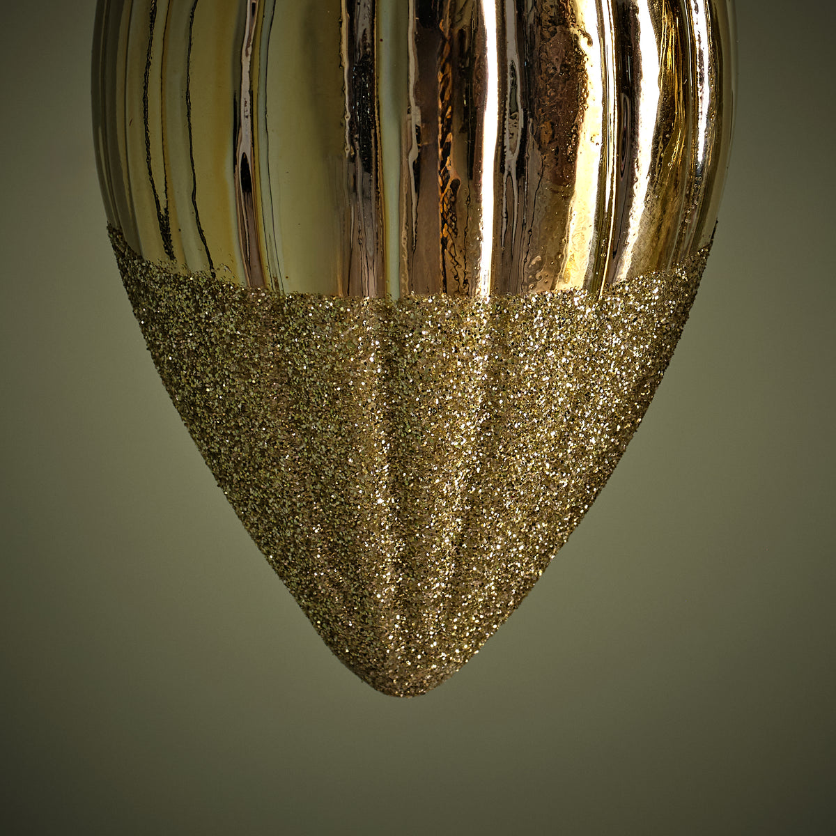 Varde 12cm Glass Tapered Baubles - Set of 3 - Gold - Laura James 