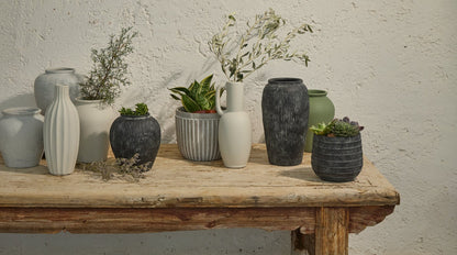 Kalera 23cm Terracotta Vase - Olive - Laura James