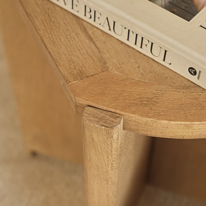 Viola Travertine Effect & Chalked Mango Wood Oval Side Table - Laura James 