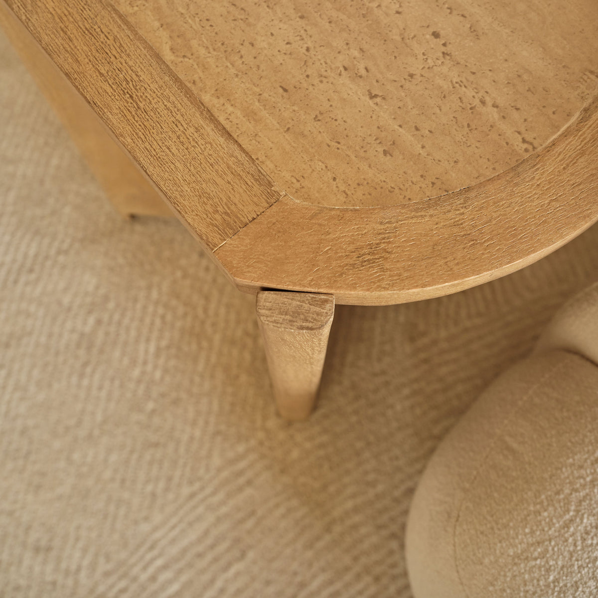 Viola Travertine Effect & Chalked Mango Wood Oval Side Table - Laura James 