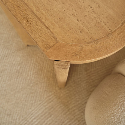 Viola Travertine Effect & Chalked Mango Wood Oval Side Table - Laura James 