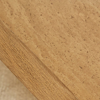 Viola Travertine Effect & Chalked Mango Wood Oval Side Table - Laura James 