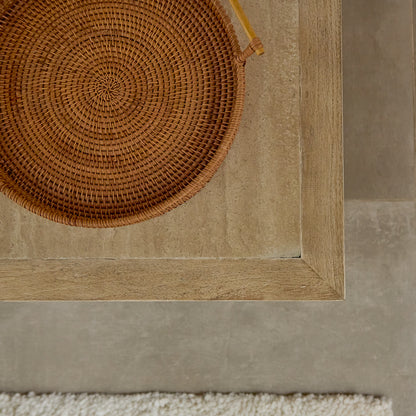 Valdis Mangowood & Travertine Rectangular Coffee Table - Laura James
