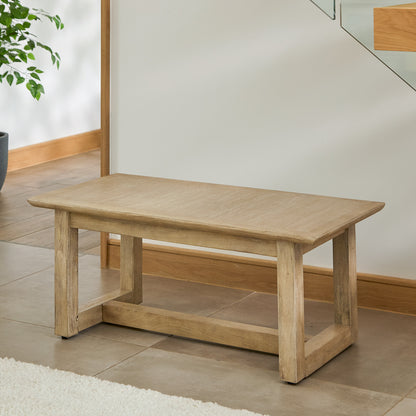 Valdis Mangowood & Travertine Rectangular Coffee Table - Laura James