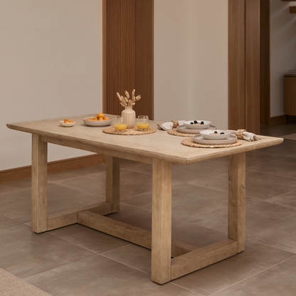 Valdis Mango Wood & Travertine Dining Table - Laura James 