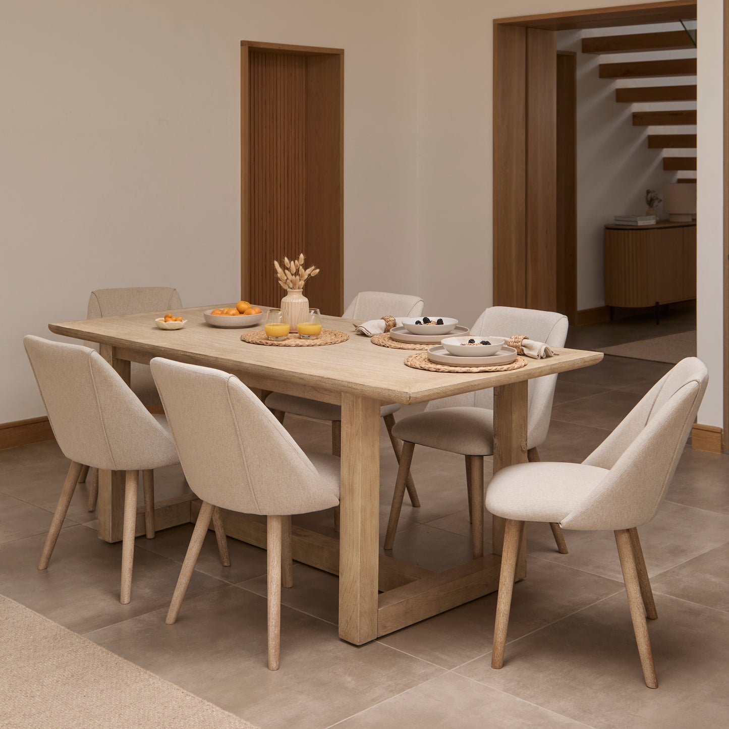 Valdis Mangowood & Travertine Dining Table - Laura James