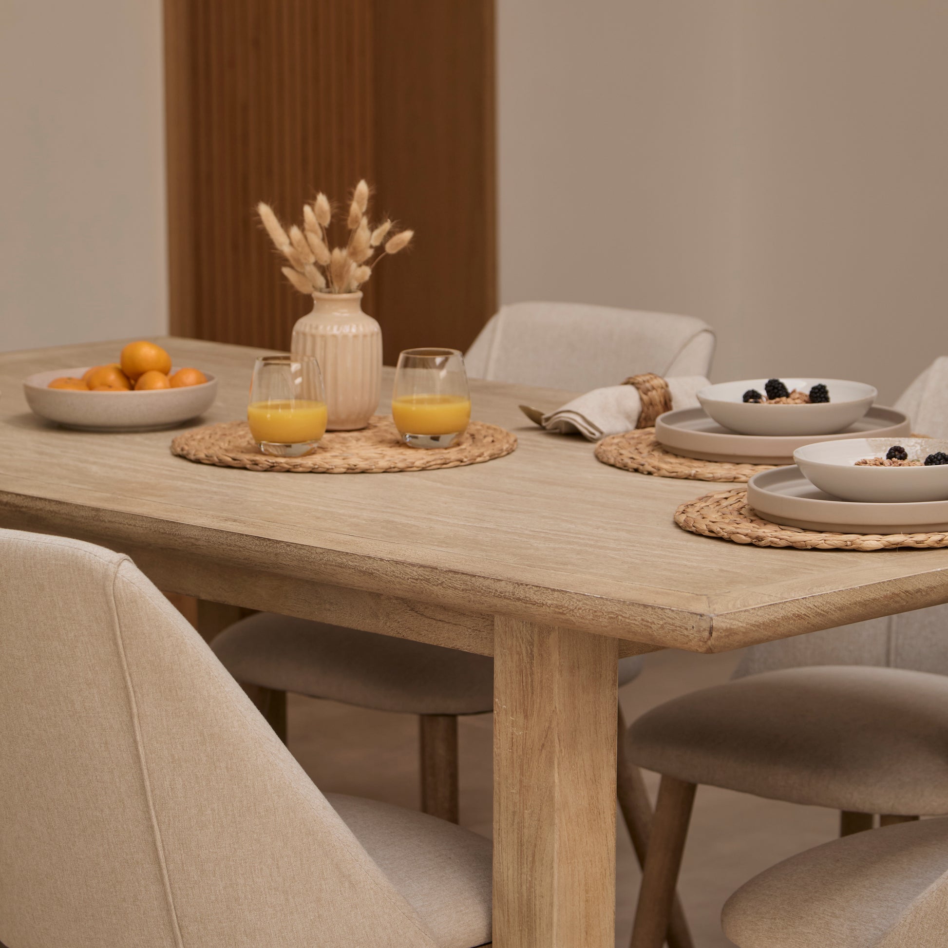 Valdis Mangowood & Travertine Dining Table - Laura James