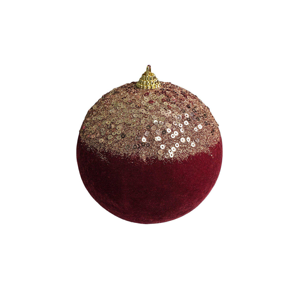 Valen 10cm Shatterproof Bauble - Burgundy Red with Gold Sequins
