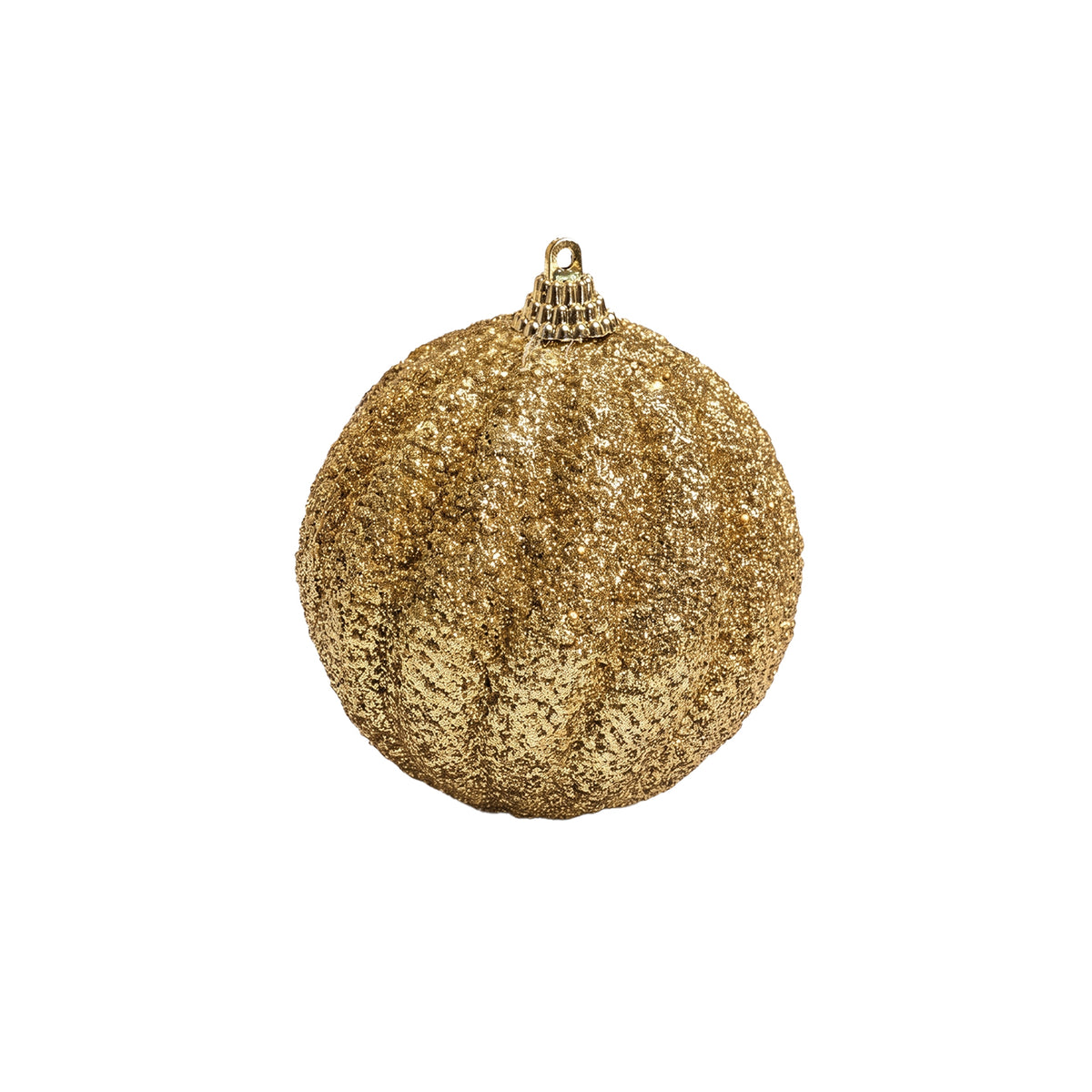 Valen 8cm Shatterproof Fluted Bauble - Gold Glitter