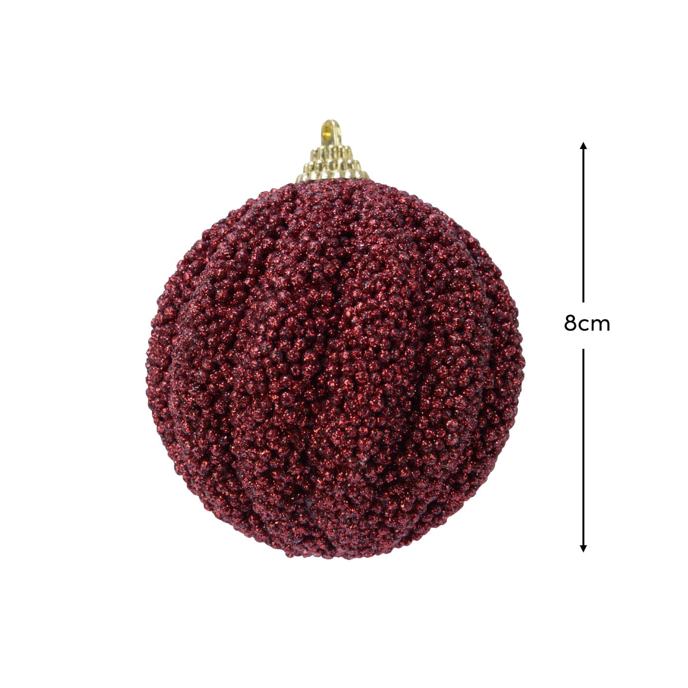 Valen Shatterproof 8cm Bauble - Burgundy Red Flocked - Laura James 
