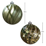 Valen Shatterproof 8cm Mixed Swirl Baubles - Set of 6 - Sage Green - Laura James