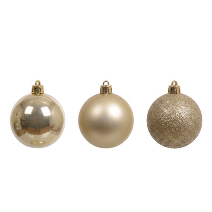 Valen Shatterproof Mixed Baubles - Set of 30 - Pearl Gold