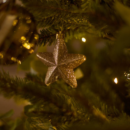 Valen Shatterproof 7.5cm Mixed Hanging Stars - Set of 6 - Pearl Gold - Laura James