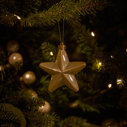 Valen Shatterproof 7.5cm Mixed Hanging Stars - Set of 6 - Pearl Gold - Laura James