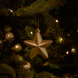 Valen Shatterproof 7.5cm Mixed Hanging Stars - Set of 6 - Pearl Gold - Laura James