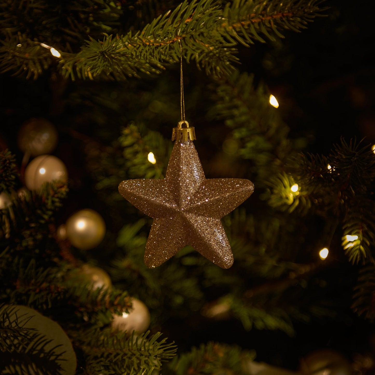 Valen Shatterproof 7.5cm Mixed Hanging Stars - Set of 6 - Pearl Gold - Laura James