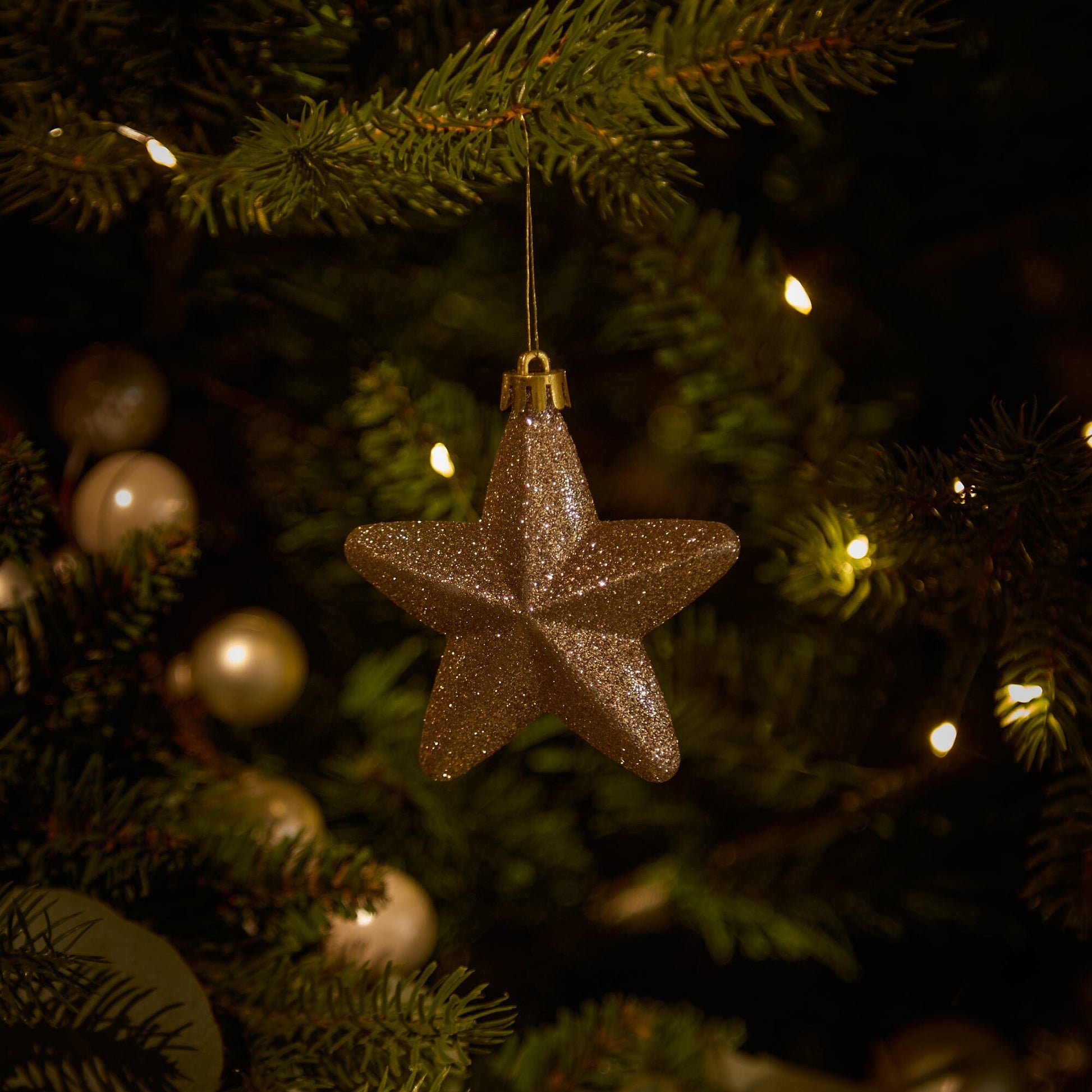 Valen Shatterproof 7.5cm Mixed Hanging Stars - Set of 6 - Pearl Gold - Laura James