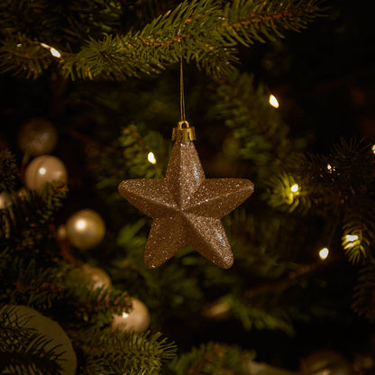 Valen Shatterproof 7.5cm Mixed Hanging Stars - Set of 6 - Pearl Gold - Laura James