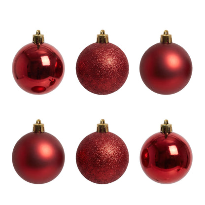 Valen Shatterproof Mixed Baubles - Set of 30 - Christmas Red