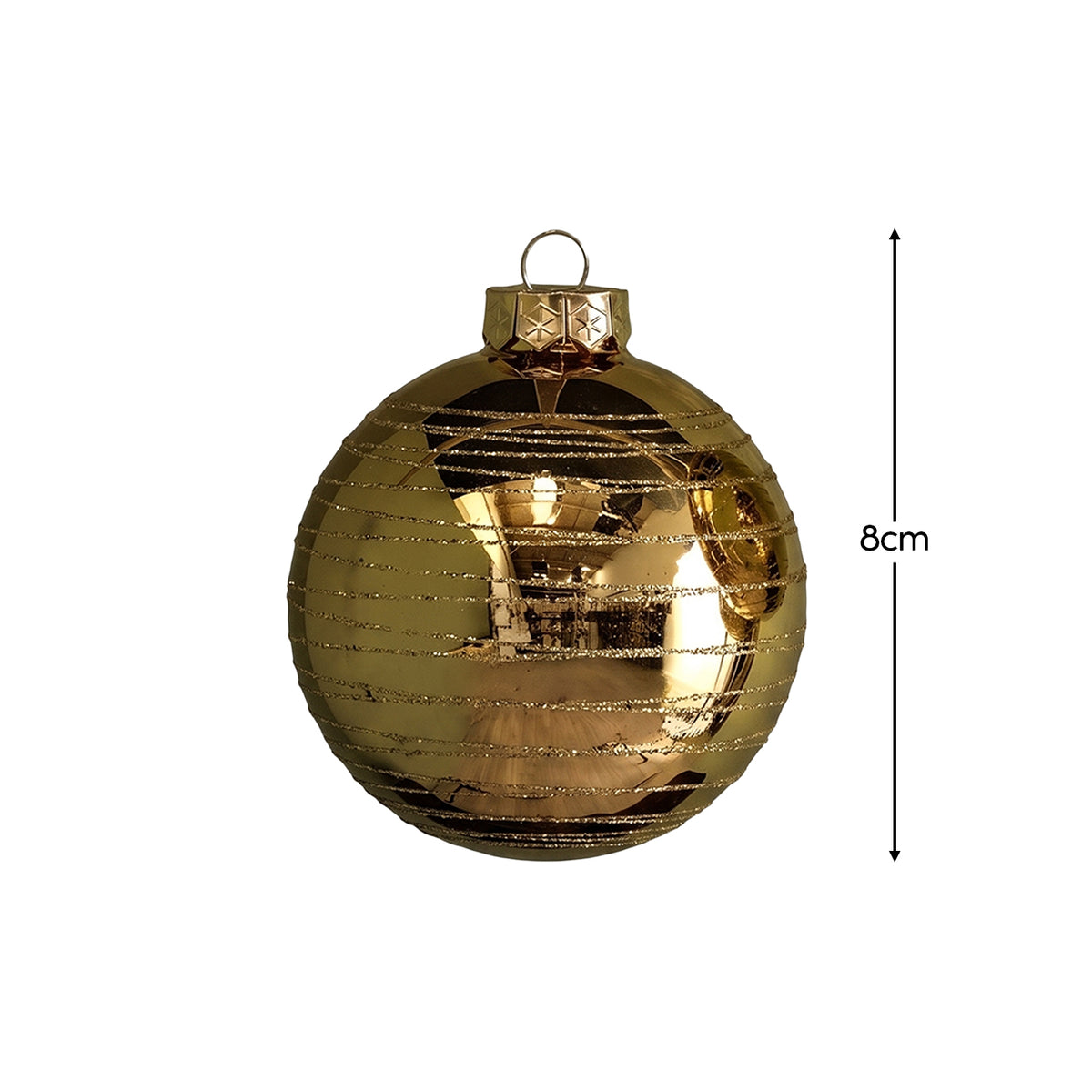 Varde 8cm Glass Round Baubles - Set of 3 - Gold Swirls
