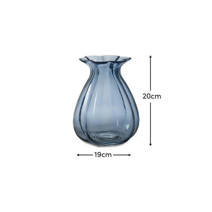 Verona 20cm Glass Vase - Cornflower Blue DIMS - Laura James