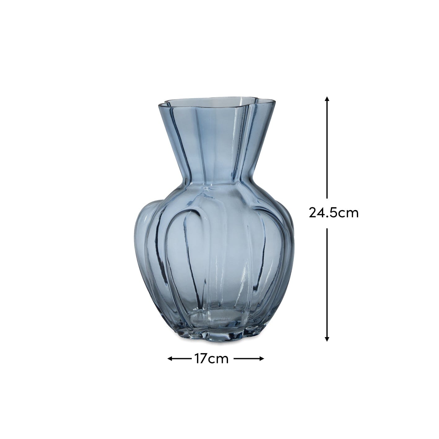 Verona 25cm Glass Vase - Cornflower Blue DIMS - Laura James