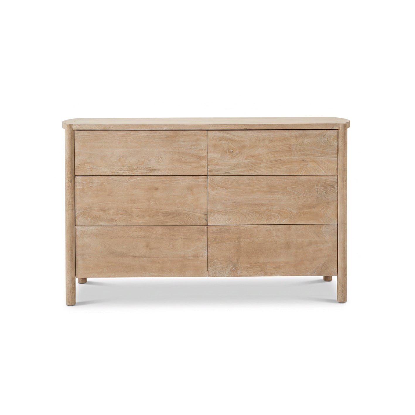 Viola 130cm 6 Drawer Chest of Drawers - Travertine Effect & Chalked Mango Wood - Laura James 
