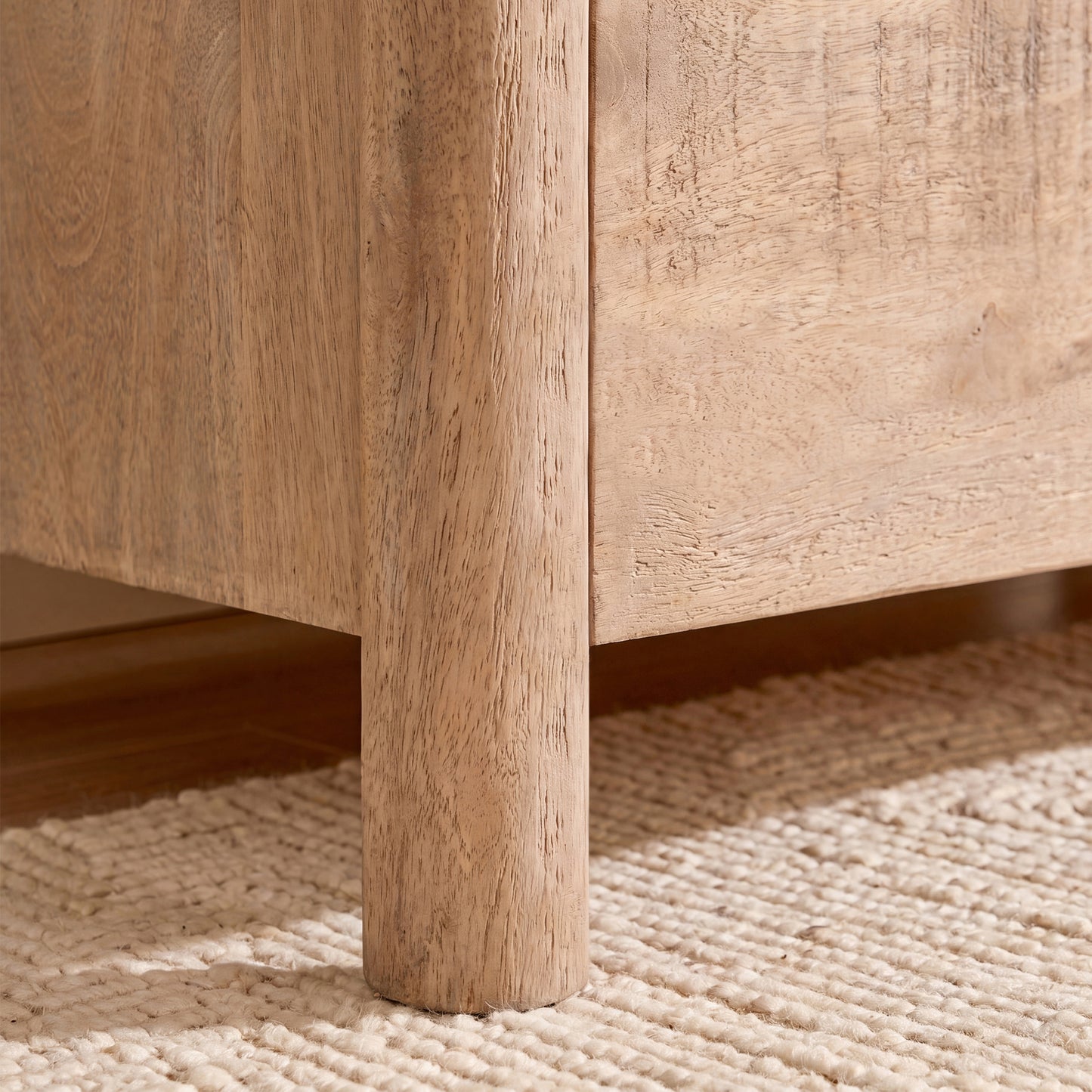Viola 130cm 6 Drawer Chest of Drawers - Travertine Effect & Chalked Mango Wood - Laura James 