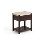 Viola 1 Drawer Bedside Table - Lady Grey Marble & Coffee Brown Mango Wood - Laura James 
