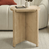 Viola Travertine Effect & Chalked Mango Wood Oval Side Table - Laura James 