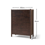 Viola 7 Drawer Tall Boy - Lady Grey Marble & Coffee Brown Mango Wood - Laura James 