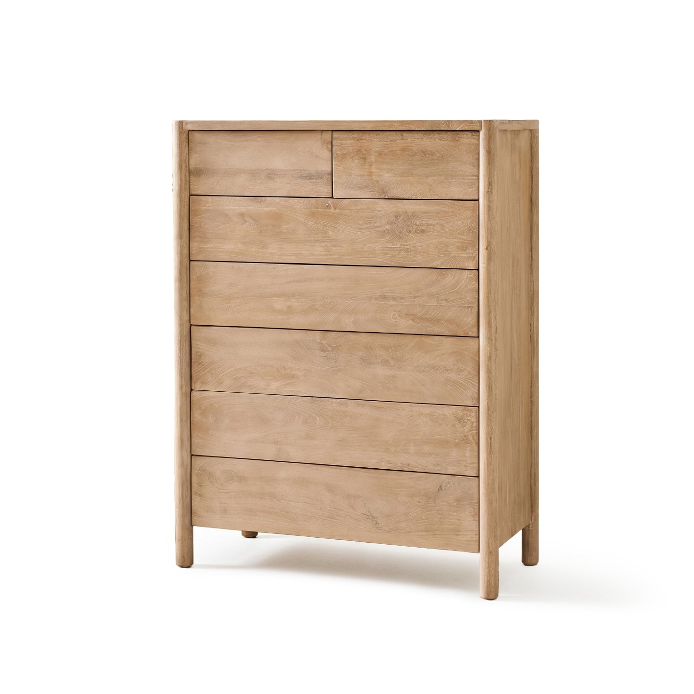 Viola 7 Drawer Tall Boy - Travertine Effect & Chalked Mango Wood - Laura James 