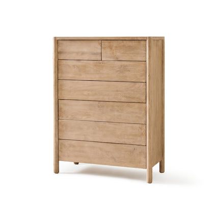 Viola 7 Drawer Tall Boy - Travertine Effect & Chalked Mango Wood - Laura James 