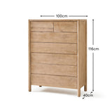 Viola 7 Drawer Tall Boy - Travertine Effect & Chalked Mango Wood - Laura James 